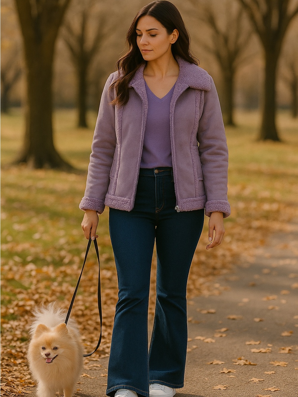NWT Women's Lilac Faux-Shearling Zip Jacket